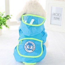 희미몰 반려견 귀여운방수비옷 소형 중형 대형 비오는날 산책 올인원 레인코트 우비 판초 포켓 우의, 파랑, 1개