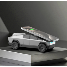 복[WL]맥세이프 사이버트럭 3 in 1 고속 무선충전기 데스크탑 qi2인증 갤럭시 애플워치 충전기, 실버, 3in무선충전기