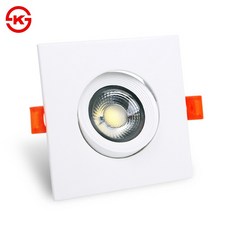 퍼스트 LED 다운라이트 3인치 슬림 집중 COB 직회전 7W 사각 매입등, 전구색(노란빛), 3개