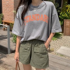 데일리앤 프리드 여성 루즈핏 피그먼트 빈티지 레터링 세미크롭 반팔 티셔츠 여름 박스티