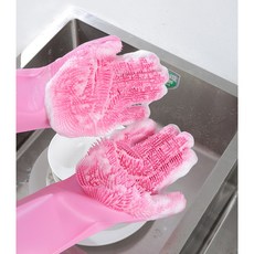 矽膠清潔手套 2合1隔熱洗碗手刷, 1個