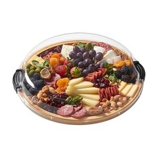 FARBERWARE Build-a-Board 도마 샤퀴테리 간식 등을 위한 5개의 칸과 투명 잠금 뚜껑 대나무, Black/Bamboo
