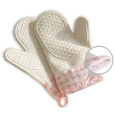 올라이프지 실리콘 냄비 오븐 장갑 양손 내열 주방 2P, 1세트, 아이보리