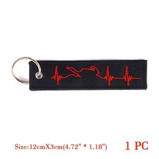1개 PC 비행 제거 오토바이 자동차 남성용 키체인 자수 태그 패션 선물 장신, Red Heartbeat