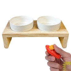 퍼피가드 원목 강아지 밥그릇 고양이 식기 2구, 1개