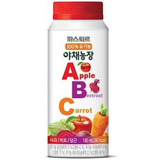 롯데푸드 파스퇴르 유기농 야채농장 ABC주스, 190ml, 72개