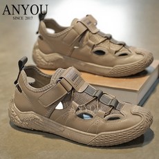 ANYOU 남성 여름 통기성 아웃도어 샌들 가벼운 비치 슬리퍼 미끄럼방지 캐주얼 물놀이 신발 편안한 남자 샌들