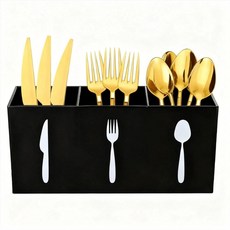 Ntwoiee 아크릴 커틀러리 보관 정리함 통 실버웨어 캐디 카운터탑 나이프 스푼 및 포크 오거나이저 주방 3섹션 식기 보관 상자 캐비닛 실내 가정 플랫웨어 다이닝룸용