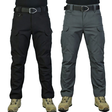 1+1 봄 여름 고급 스판 IX7 튼튼한 전술 바지 작업복 택티컬 등산 낚시 외출 춘추 전술복 작업, 블랙+회색(봄)