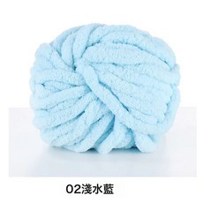 2CM特粗冰條毯子手編線大粗度雪尼爾坐墊DIY線冰島貼身柔軟特粗線, 02淺水藍, 1個