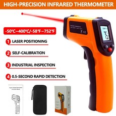 레이저 온도계 적외선 온도계 센서 휴대용 비접촉식 IR LCD 산업용 고온계 디지털 BBQ 온도계400 ° C, CX6000-오렌지 백