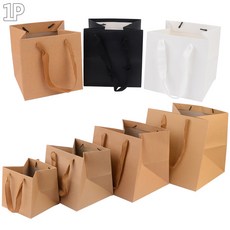 [골든트리] 바닥이 넓은 무지 정사각 끈손잡이 쇼핑백, 화이트 - 미니