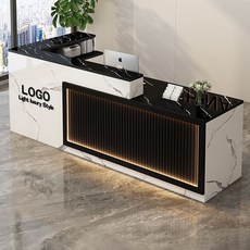 심플 현대적인 수납형 카운터데스크 사무실 업소용 인포메이션데스크, 기역자A03(1800mm)+LED조명