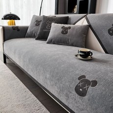 쇼파패드 카우치 인테리어 두꺼운 패브릭 소파매트, 1개, E. 폭력곰-회색