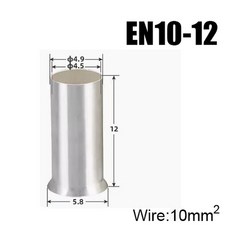 EN 구리 전선 커넥터 러그 관형 케이블 슬리브 엔드 코드 압착 단자 튜브 페룰 비절연, 16 100Pieces EN10-12, 01 Copper, 1개