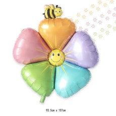 꽃 꿀벌 헬륨 호일 풍선 귀여운 생일 장식 파티 사진 소품 공급 샤워, 1개, 2. Colored Flower Bee