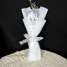 카네이션 꽃다발 어버이날 꽃다발 선물 장미꽃다발 단품, 장미1송이 화이트블루, 1개
