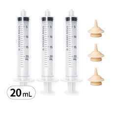 투케이영 반려동물 강아지 고양이 실리콘 수유 강급 주사기, 3개, 20ml