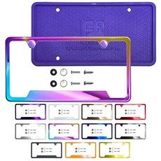 실리콘 백 가드 하단 컷 아웃 코너 번호판 프레임 골드 미러 크롬 전기 도금 범용 핏 알루미늄 나사 온 캡 커버 T304 스테인리스 스틸 녹 방지 내후성 (수량: 1 프레임, 네오 크롬