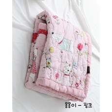 60수 아사면 시원한 쿨 유아 낮잠 이불 (100 * 110), 몽몽이 - 핑크
