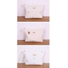 기저귀 누빔 자수 순면 파우치 미니백 다용도미니백 아기용 육아외출, 곰도리(내추럴)