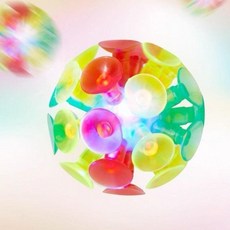 兒童拋接球 雙色版 吸盤球 附發光球 雙人互動玩具, 1個, 無手套+1球 1不發光球 ,雙人對戰拋接球