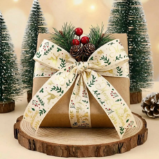 DUGN 크리스마스 성탄절 선물 포장 리본, 프리미엄 루돌프 2.5cm 10YD, 1개