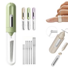 루이 5in1 바느질 실꿰기 실밥 제거기 + 골무 자석 흡착 디자인 바늘보관 퀼트/자수/수선, 녹색, 1개