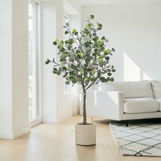 仿真尤加利樹 1.8公尺 室內大型植栽 贈送花盆, 居家淨化澳大利亞尤加利樹1.8公尺室內大型仿真植栽（贈送花盆）, 1個