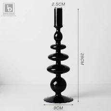 파란색 유리 캔들 홀더 항아리 촛대 Candelabra 버블 선반 꽃병 북유럽 홈 장식 랜턴 웨딩 다이닝 데스크, 03 25