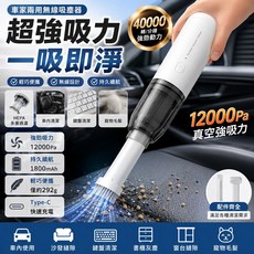 手持便攜式吸塵器 超強吸力 12000Pa 輕巧無線設計 Type-C 充電, 時尚白, CH1050515