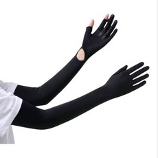 褲公主 騎士防曬冰絲涼感袖套 防曬袖套 抗紫外線 冰絲手套 袖套 外送 釣魚 露營冰絲袖套 單車袖套, 1套, 黑色