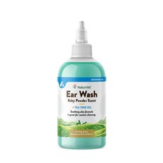 NaturVet 강아지 고양이 귀 세척 플러스 티트리 오일 베이비 파우더 향 236ml(8fl oz), 1개