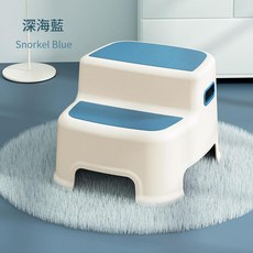 XMXZH 兒童雙層止滑墊高凳, 深海藍半包雙層, 1個