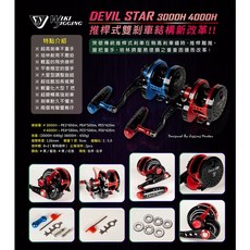 桃園東區釣具 JM WIKI Jigging Devil Star魔鬼之星輪 高強度複合材料 齒輪結構 釣魚愛好者, 1個, 3000H (左手),黑/藍色