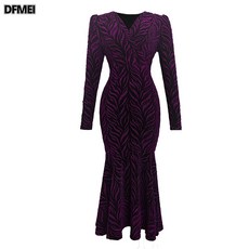 DFMEI 아우라 샤이닝 자가드 브이넥 슬림핏 힙스터 머메이드 원피스 20008