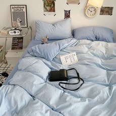 MEZAME 床包組 親膚透氣 簡約設計, 海鹽天空,單人 120×200 床包