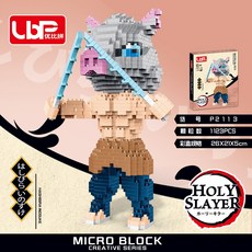 귀멸의 칼날 고퀄리티 캐릭터 블록 아가츠마 젠이츠 카마도 탄지로 네즈코 조립식 피규어 인테리어 장식 남아 선물, 이노스케