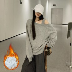 SAHINER 봄 여성 언발 오프숄더 맨투맨 루즈핏 데일리 긴팔티셔츠 LWAWY58