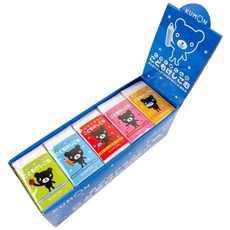 KUMON 小熊造型橡皮擦 可愛造型 輕鬆擦拭 安全無毒, 五色x4共20顆, 1箱