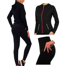 VICKISUI 여성용 액티브 웨어 세트 - 운동복 체육관 의류 트랙수트 요가 조깅 트랙 의상 레깅스 재킷 2피스 세트 푸시아-1 M