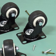 회전형 이동 캐스터 바퀴 블랙 슬라이더 무거운 가구용 고정 회전 2인치, 1개