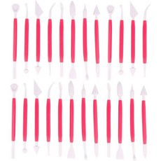 HAWILLOSCH 프라모델 아트 나이프 하윌로쉬 3 24pcs 점토 조각 도구 도자기 모양 성형 모델링 분홍색 Q1695655, Pink, 1개