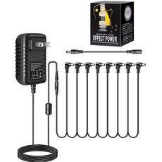 Pigtone 기타 페달 전원 공급 장치 어댑터 9V DC 2A 팁 네거티브 8방향 데이지 체인 케이블 기타 이펙트 페달용 대부분의 이펙트 페달과 호환, 1개