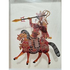 傳統手工牛皮雕刻皮影 騎馬武將, 如圖所示, 1個
