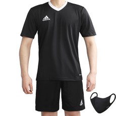 adidas 愛迪達 ETRD 22訓練短袖短褲套裝+時尚口罩