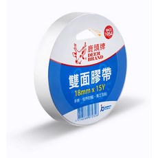 四維鹿頭牌 18mm*15Y雙面膠帶(DFS3) - 黏性持久，適用於手工藝與辦公室, 1個, 透明