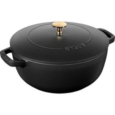 Staub 주철 에센셜 프렌치 오븐 더치 오븐 4.7L5쿼트 5-6인분 프랑스산 - 화이트 194227, 블랙, 블랙