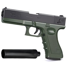 UB 글록 19 소음기 탄피 배출 너프건, 1개, 블랙 그린