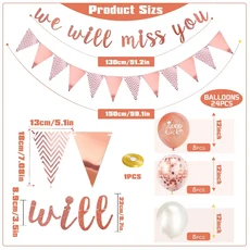 은퇴를 위한 로즈 골드 풍선 키트 졸업 파티 이별 장식 We Will Miss You 배너 색종이 풍선